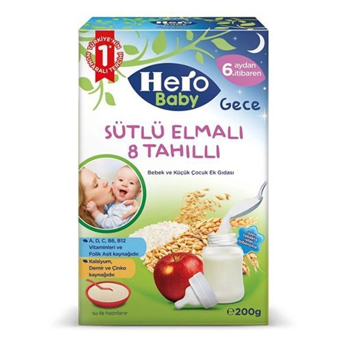 HERO BABY SUTLU 8 TAHIL ELMALI 200 GR resmi